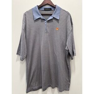 Bugatchi Uomo Striped Polo Shirt Short Sleeve XXL Golf Designer Blue Gray Casual